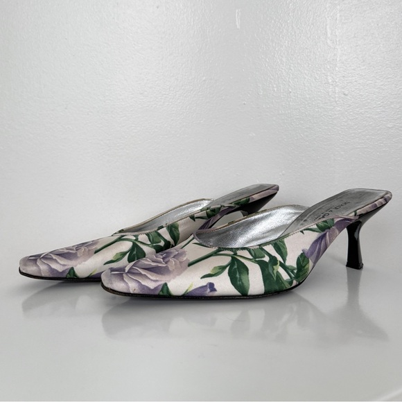 Dolce Gabbana Rose Floral Satin Vintage Kitten Heels Mules Y2k - Picture 8 of 8